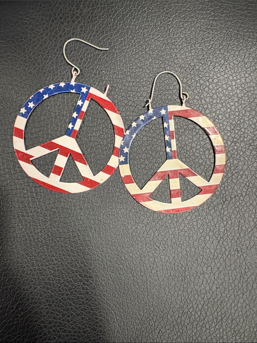 Claire's Red White Blue Peace Sign Dangle Earrings